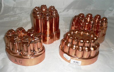 Lot 436 - A group of four highly decorative copper jelly moulds, Benham & Froud, London, late 19th...