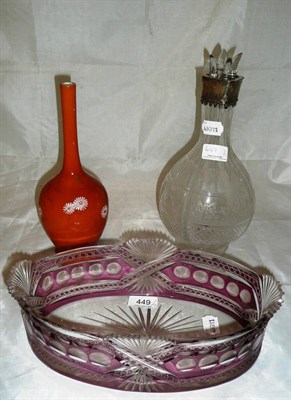 Lot 449 - Glass decanter, glass bowl and a glass vase with enamel decoration