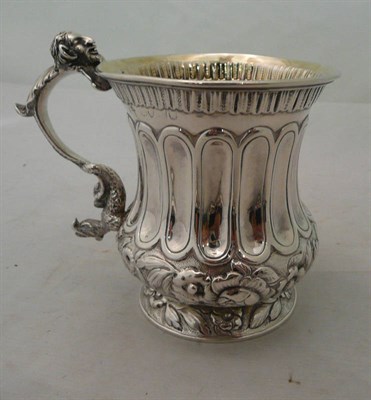 Lot 452 - Victorian silver embossed thistle shaped mug, 6oz