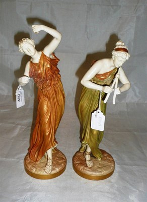 Lot 460 - Pair of Royal Worcester classical figures (some repair)