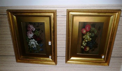 Lot 475 - Edwin Steele (19th century), Still life of fruit and Still life of flowers, both signed and...