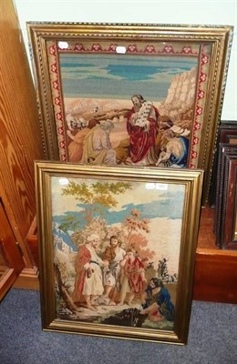 Lot 505 - Two late 19th century needlework religious pictures *