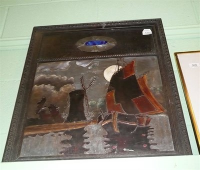 Lot 510 - Modern resin picture and a fire screen with cabochon inset