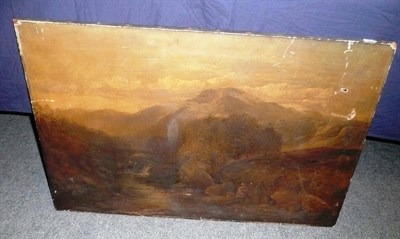 Lot 514 - Unframed oil painting by J Adams - Country landscape with figures