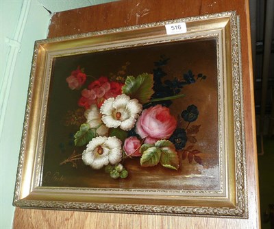 Lot 516 - Edwin Steele oil on plaque still life of 'Flowers'