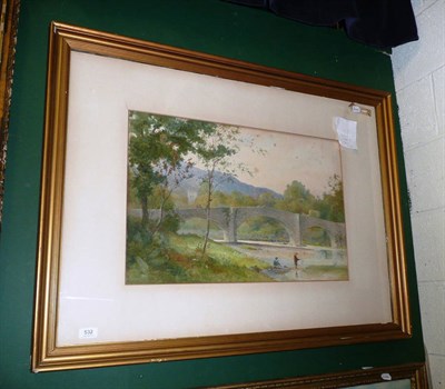 Lot 532 - Attributed to H...S... Grimshaw (ex.1914), "Morning, Idwal", inscribed, pencil and watercolour,...