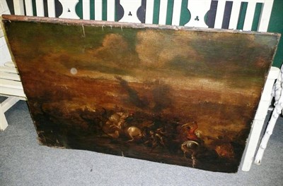 Lot 536 - Unframed oil painting, follower of Jan Van Huchtenberg 'The Siege of Belgrade'