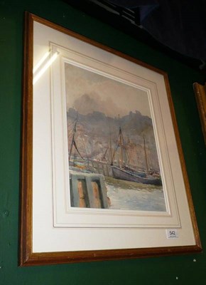 Lot 542 - George Outram, Scarborough Harbour, watercolour, signed