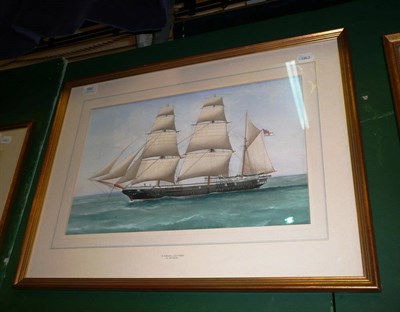 Lot 550 - D Stone (19th/20th century), Naval cutter, signed b.r., gouache, 29cm by 47cm