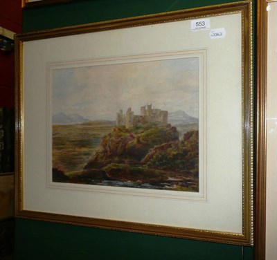 Lot 553 - English School, circa 1900, Study of Harlech Castle and Snowdon, watercolour, 27cm by 35.5cm