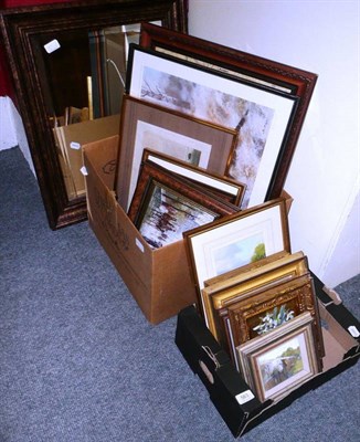 Lot 563 - A quantity of various oil paintings and prints and a modern mirror