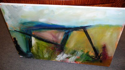 Lot 564 - Oil on canvas abstract landscape