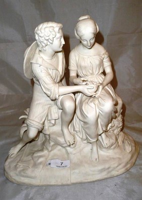 Lot 7 - A Parian figured group of two classical figures seated