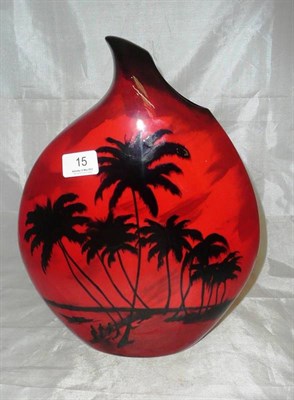 Lot 15 - Peggy Davies ceramics Rubyfusion vase "Palm Trees"