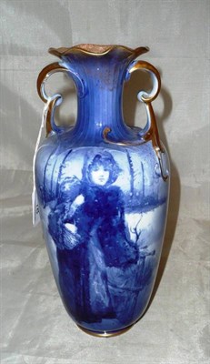 Lot 18 - Royal Doulton blue twin-handled vase decorated with children