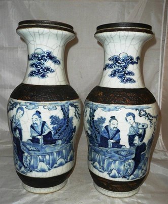 Lot 20 - A pair of 19th century Chinese crackle vases