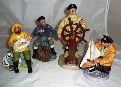 Lot 33 - Four Doulton figures; Helmsman, Lobster Man, Sailor's Holiday and The Boatman (4)