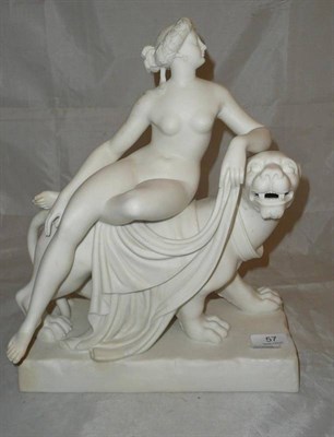 Lot 57 - Parian classical figure of a nude maiden seated on a leopard's back