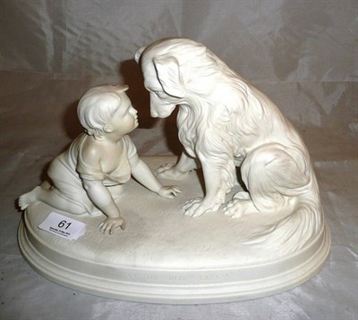 Lot 61 - Italian Parian figure group modelled as a child and dog