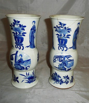 Lot 66 - Pair of Kangxi style blue and white beaker vases (with provenance)