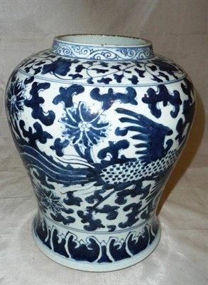 Lot 71 - A Chinese blue and white jar of dragons and clouds