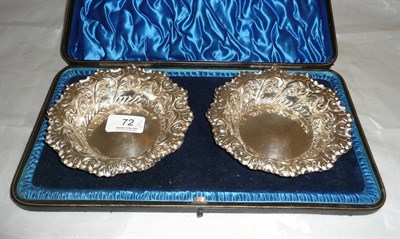 Lot 72 - Cased pair of silver dishes