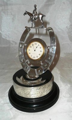 Lot 77 - A silver mounted Polo Trophy timepiece by J Boseck and Co Ltd