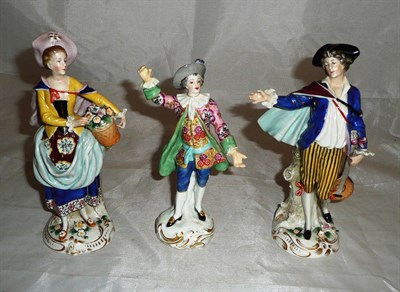 Lot 85 - A Chelsea gold anchor figure of a gent and two Capodimonte figures