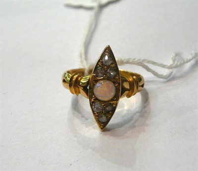 Lot 100 - An 18ct gold opal and diamond ring, Birmingham, 1897