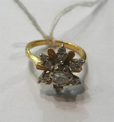 Lot 102 - A diamond cluster ring, stamped '18CT', total diamond weight 0.50 carat approximately