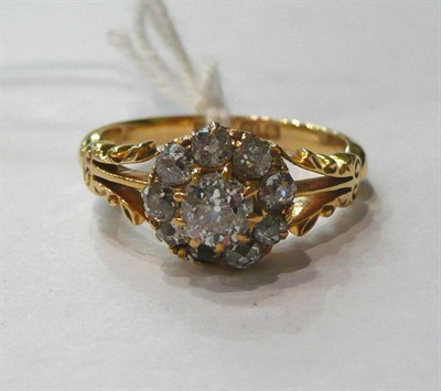 Lot 123 - An 18ct gold diamond cluster ring, Chester, 1898, total diamond weight 0.65 carat approximately