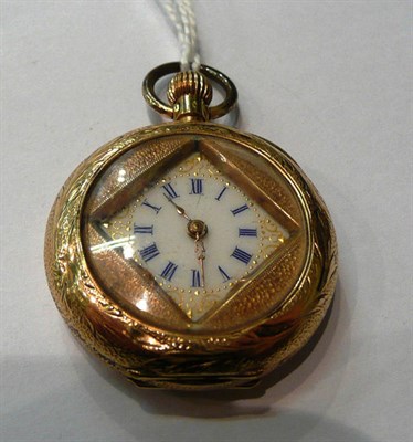 Lot 127 - A lady's fob watch, case stamped 14k