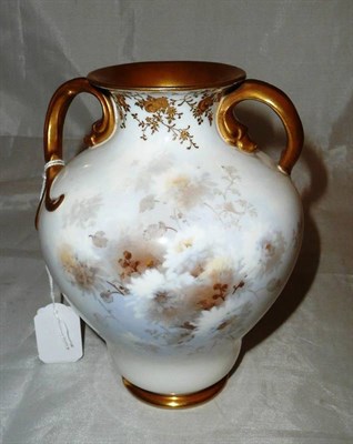 Lot 148 - Doulton Burslem twin-handled vase, painted with flowers