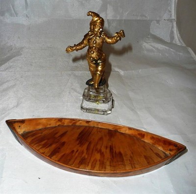 Lot 149 - Rock crystal jester and wood snuffer tray