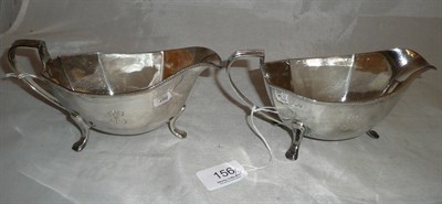 Lot 156 - Pair of silver sauce boats, by Finnigan's, Sheffield