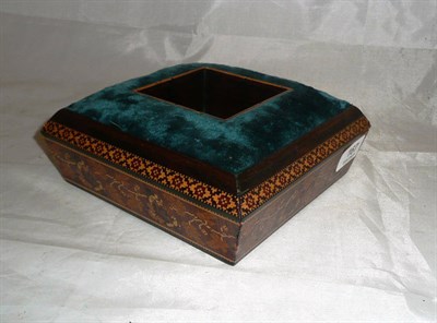 Lot 167 - A Tunbridgeware square sewing box with padded lift-out tray