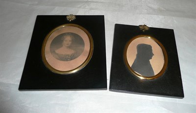 Lot 169 - A silhouette of a gentleman and a print of a lady