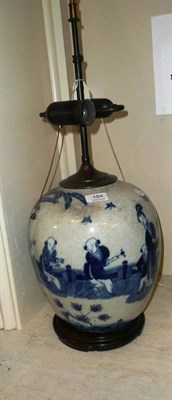 Lot 184 - Chinese blue and white vase converted to a table lamp