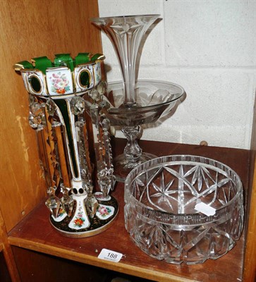 Lot 188 - Victorian centrepiece, drop lustre and bowl