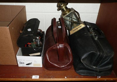 Lot 190 - Quantity of metalware, medical instruments, Gladstone bags etc