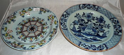 Lot 211 - Two 18th century Delft plates