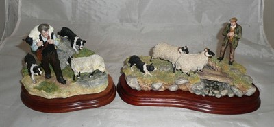 Lot 216 - Two Border Fine Arts sheep groups 'Steady Lad, Steady', model No. JH90 by Ray Ayres, Ltd....