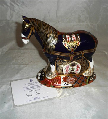 Lot 225 - Limited edition Crown Derby shire horse, 1297 of 1500 with certificate and receipt