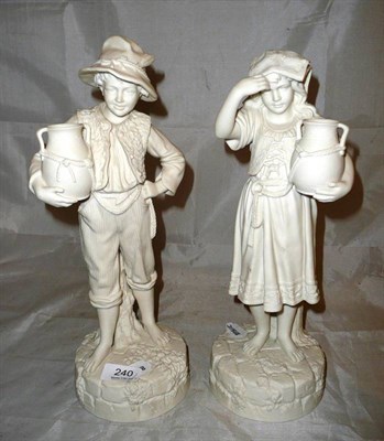 Lot 240 - Pair of Parian figures of Robinson and Leadbeater (water carriers)