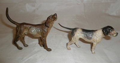 Lot 251 - An Austrian cold painted bronze figure of a hound 9cm high, and another bronze figure of a...