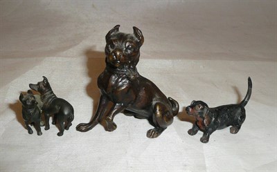 Lot 254 - A bronze figure of a Bulldog, 6cm high and two smaller examples