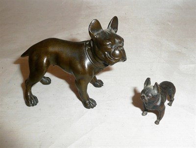 Lot 257 - Two bronze figures of French Bulldogs, one 6cm high and one 2.5cm high