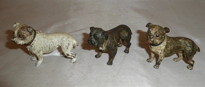 Lot 263 - Three cold painted bronze figures of English Bulldogs, two 5.5cm high and one 5cm high