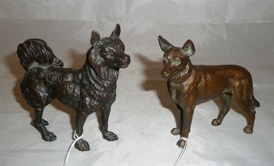 Lot 268 - Two bronze figures of dogs: Alsatian, and one other, each 11cm high