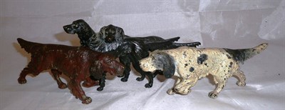 Lot 269 - Three cold painted bronze figures including an English and Red Setter together with a bronze...